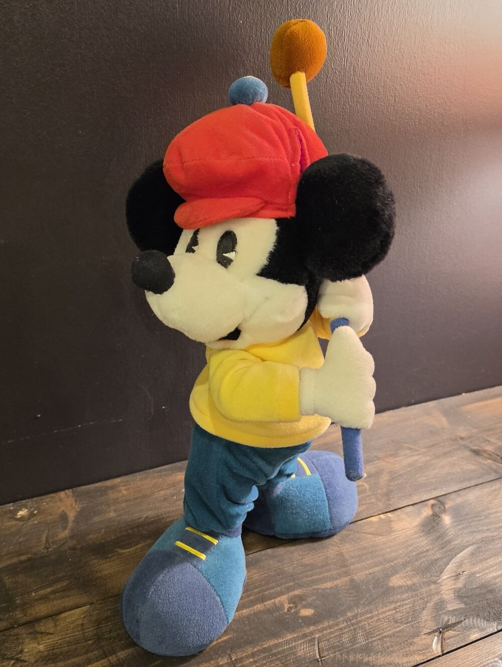 Vintage 90s Disney Store Golfer Mickey Mouse Standing Plush 15"